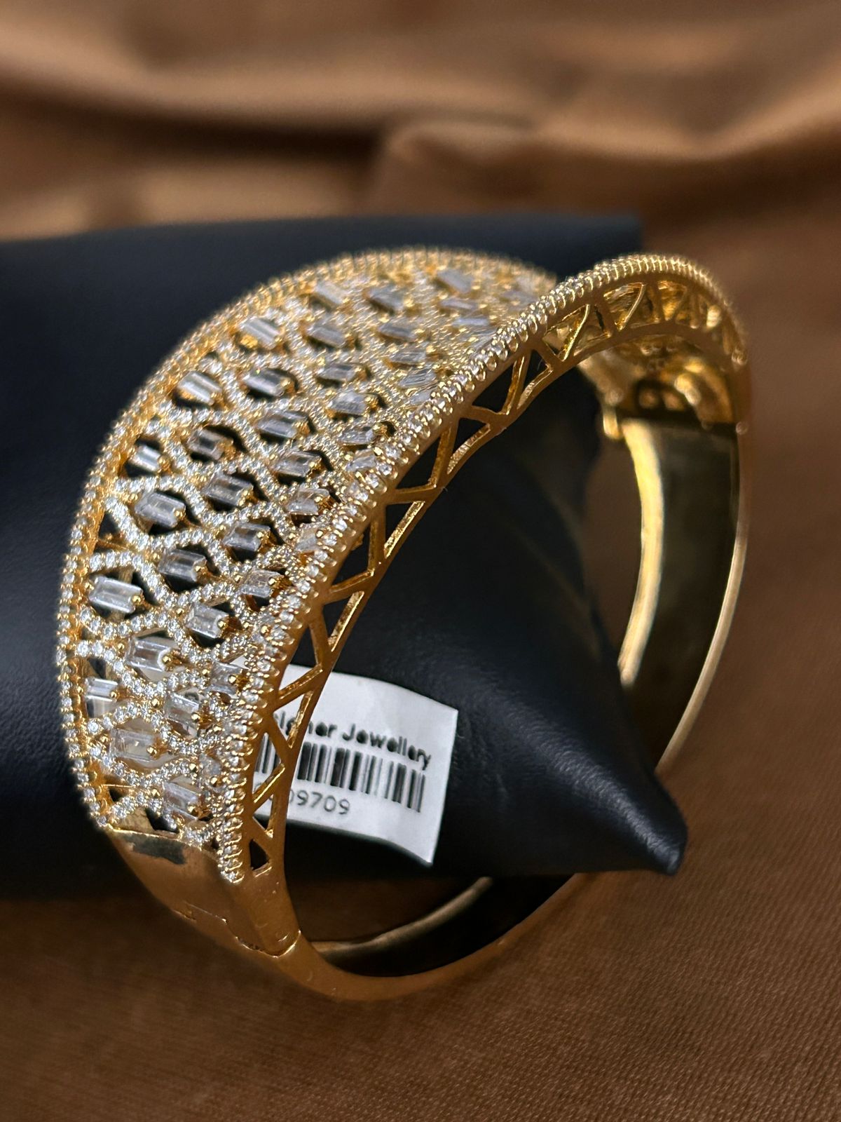 Golden CZ Baguette Openable Bracelet